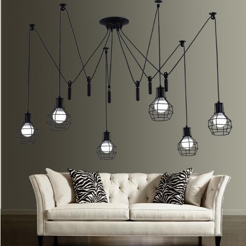 Spider Chandelier Vintage Restaurant Chandelier Creative Living Room Studio E27 Personality Art Cage Industrial Long Stores Lamp