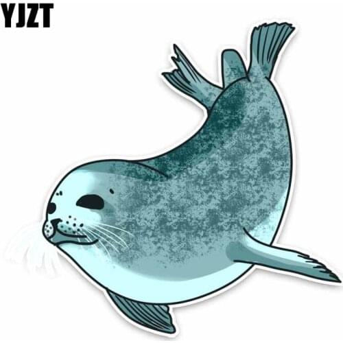 YJZT 15CM*14.5CM Lovely Marine Creatures Sea Lions PVC Animal Car Sticker C29-0701