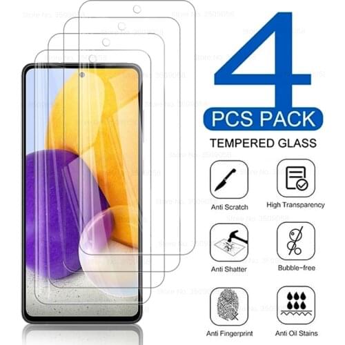 A72 5G Glass 4PCS Tempered Glass for Samsung Galaxy A 12 32 42 52 72 A02 A02S A12 A32 A42 A52 A72 5G Screen Protector Film Cover