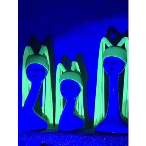 Women dancer wears Fluorescent female warrior costume hat wigs stage space future technology gogo show sexy bar nightclub rave