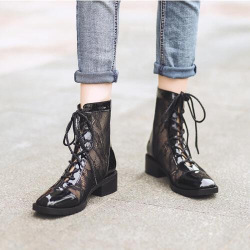 Womens Boots Pointed Toe Yarn Elastic Thick Heel High Heels Shoes Woman Female Socks knitting Ankle Boots Shoes Black X10-53