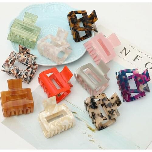 Women Girls Geometric Hair Claw Clamps Acrylic Hair Crab Square Shape Hair Claw Clip Solid Color Hairpin Size Hair Accessories