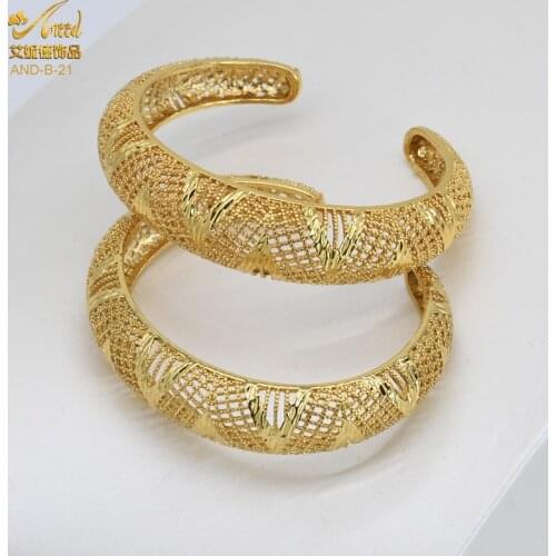 ANIID Gold Bangle Set Fashion Cuff Bracelets For Women 24 K Jewelry Plated Dubai Ethiopian Dress Traditional Habesha Hawaiian