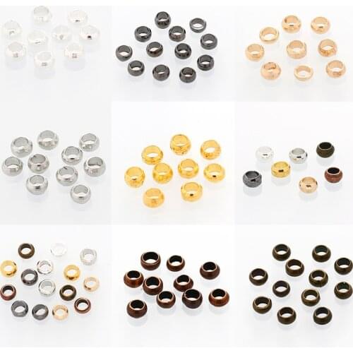 Gold Copper Ball Crimp Round End Beads Dia 2 2.5 3mm Stopper Metal Spacer For DIY Jewelry Making Findings Supplies 500pcs/Lot