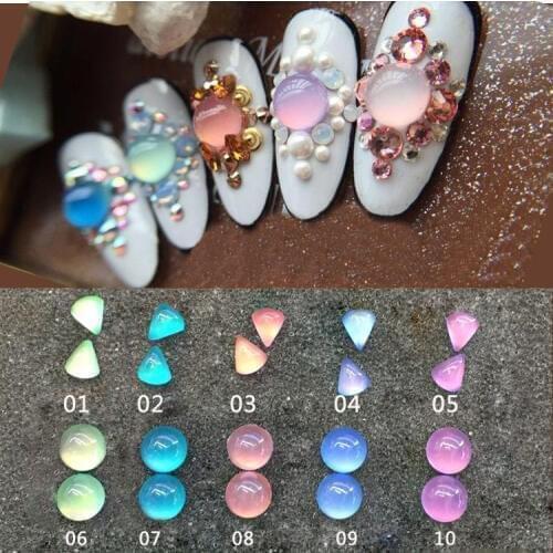 20PCS waterdrop/round shape nail art opal rhinestone cats eye drill flatback nail art glitter crystal