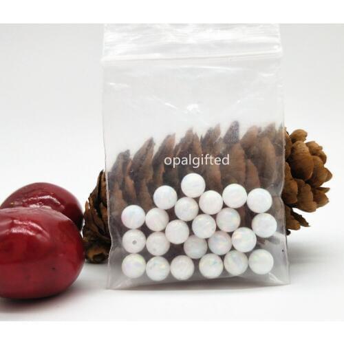 20pcs/bag)2020 Best Selling 5mm Stock Synthetic Opal Beads Balls For Making Jewelry Fire white/Fire blue/Fire Green full hole