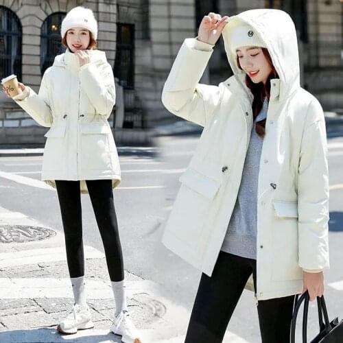 2021 Korean Long Down Coats Women White Duck Down Parkas Coat Female Hooded Warm Down Outwear Student Casual Loose Winter Jacket