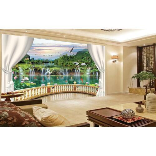 3d mural designs Chinese murals wallpaper Balcony landscape wallpaper 3d mural TV backdrop mural wallpaper