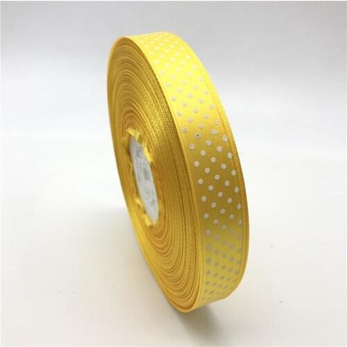 5Yards 3/4" 20mm Gold Printing Polka Dot Satin Ribbon Hair Bow Christmas Wedding Decoration DIY Sewing Craft