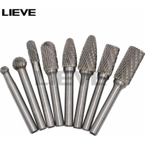 8 Pcs/set 6mm-12mm Tungsten Carbide Burr Bit CNC Engraving 1/4" Rotary Cutter Files Hot Sale