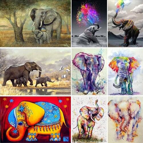 5D DIY full square diamond painting animal diamond embroidery elephant rhinestone cross stitch mosaic home decoration gift image
