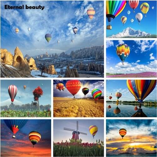 Diamond Painting Landscape Scenery Cross Stitch Kits Full Square Round Diamond Embroidery Mosaic Art Hot Air Balloon Home Decor