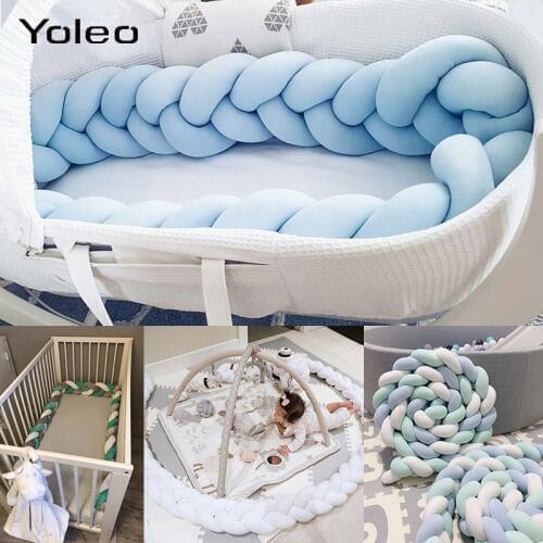 1M/2M Baby Bed Bumper Newborn Baby Cot Bumper Long Knotted Braid Pillow Baby Bed Bumper Knot Crib Bumper Infant Baby Room Decor