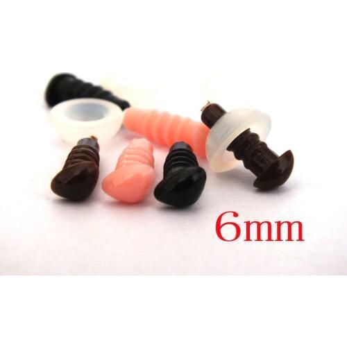 Free Shipping!! 30pcs 6mm Mixed colors Triangle Nose Safety Teddy Bear Noses Will Come With Plastic Washers--each color 10pcs