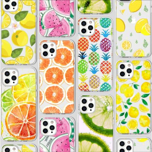 Ciciber Funda Case for Iphone 12 Case for IPhone 12 11 Pro XR 7 X XS Max Mini 8 6 6S Plus 5 SE 2020 Silicone Fruit lemon Coque