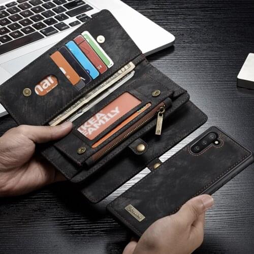 For Samsung S8 S9 S10 S20 Plus Ultra Multifunctional Zipper Wallet Genuine Leather Case for Galaxy Note 10 9 Note10+ A40 A50 A70