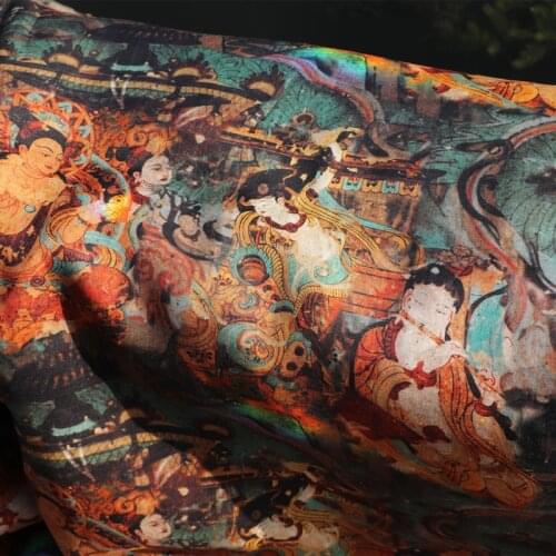 Dunhuang Murals High Quality Natural Pure Ramie Linens Cloth Fabric Summer Thin Chinese Style Robe Dress Tissu Diy Sewing