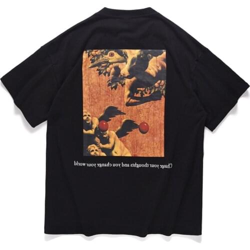 Hip Hop Letter Graphic Print T Shirt Men Streetwear Harajuku Cotton T-Shirt 2021 Summer Short Sleeve Black Tops Tees