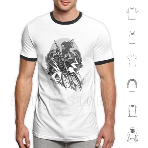 Poseidon T Shirt Print Cotton Poseidon Art Design Ocean Creature Pride Mythical Landmark Religion Leader Fiction Father Weapon