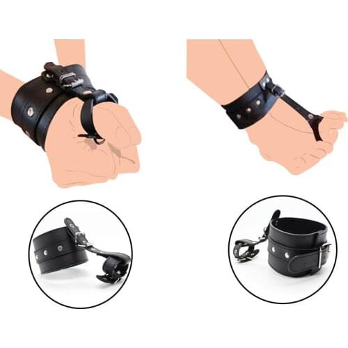 PU Leather Wrist to Thumbs Cuffs, BDSM Bondage Belts, Cosplay Hogtie Strap,Hand Wrist Cuffs Bondage Restraints,Role Play System