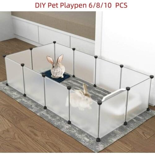 6/8/10pcs DIY Pet Playpen Plastic Fence Foldable Puppy Kennel House Exercise Training Kitten rabbit guinea pig Small Animal Cage