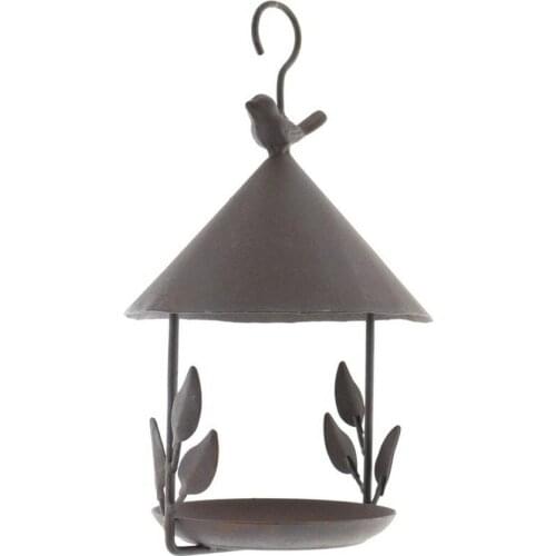 Metal Hummingbird Bird Feeder Retro Wrought Iron Bird House Hanging Wild Bird Feeding Tray Balcony Garden Decor Ornament