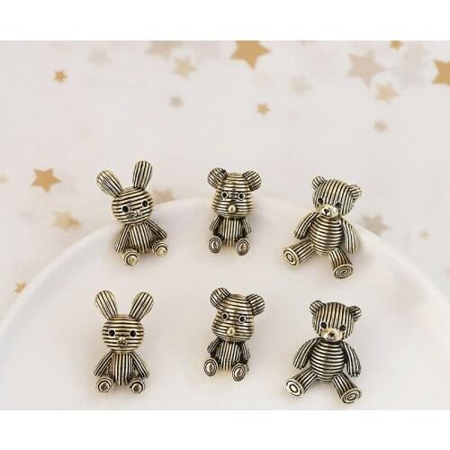 Cute animal bear/rabbit/mouse shape 20pcs/lot alloy women stud charms earrings diy jewelry pendants accessory