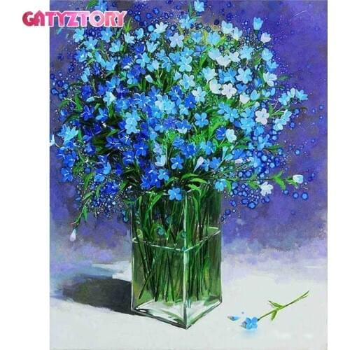GATYZTORY Oil Painting By Numbers Flowers DIY Paint By Numbers On Canvas Frameless Digital Hand Painting Home Decor