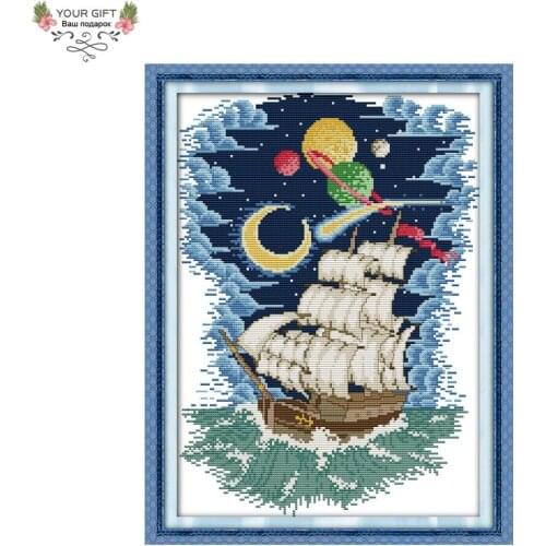 Joy Sunday F675 14CT 11CT Counted and Stamped Home Decoration Navigation Needlework Needlepoint Embroidery DIY Cross Stitch kits
