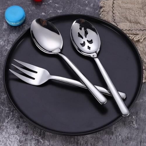 Stainless Steel Public Spoon Public Leak Public Fork Hotel Supplies Family Party Public Tableware Three Piece Set