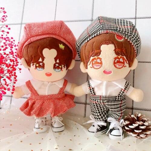 20cm lovers Doll Outfit Plush Dolls Clothes rompers skirt Stuffed Toys Dolls Accessories for Korea Kpop EXO Idol Dolls Gift