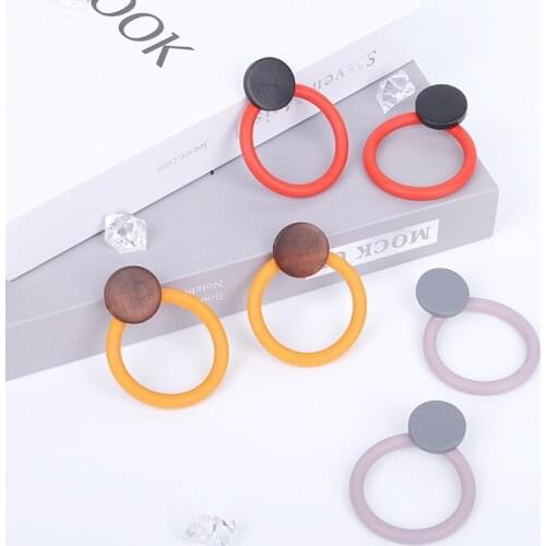 New Multicolor Wood Earrings For Women Gothic Jewelry Handmade Big Round Drop Earrings Party Birthday Gift Boho Body Jewellery