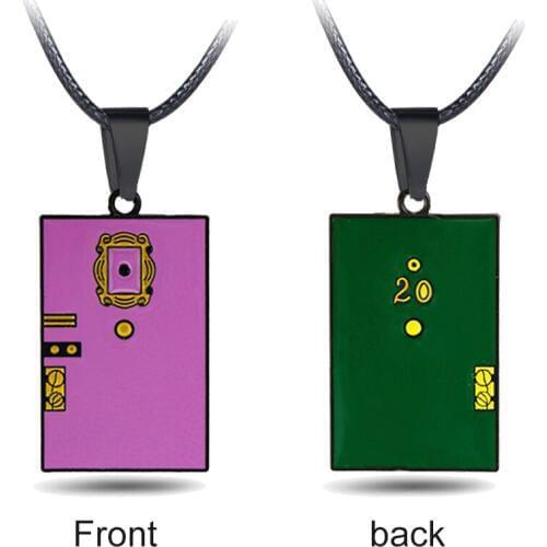 TV Friends Monicas Door Necklace Women Metal Double Sided Enamel Door Pendant Necklaces Men Long Rope Chain Fashion Jewelry
