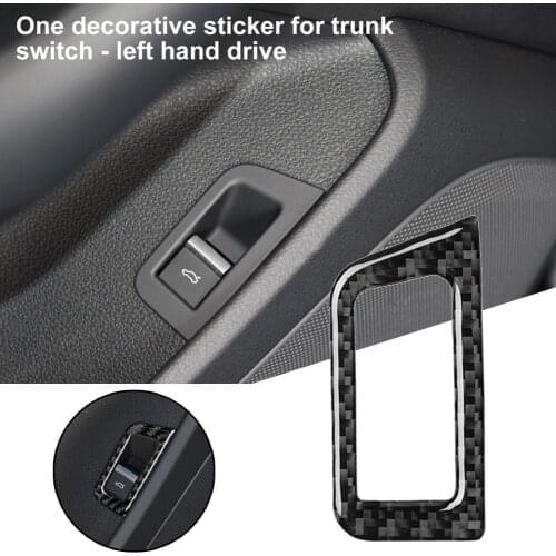 Switch Trim Waterproof Black Carbon Fiber Decal Trunk Switch Sticker for Audi New Q7 SQ7 4M 2016-2019 Left-hand Drive