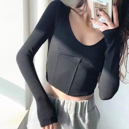 Sexy European and American style stretch three-dimensional stitching vest line bottoming shirt