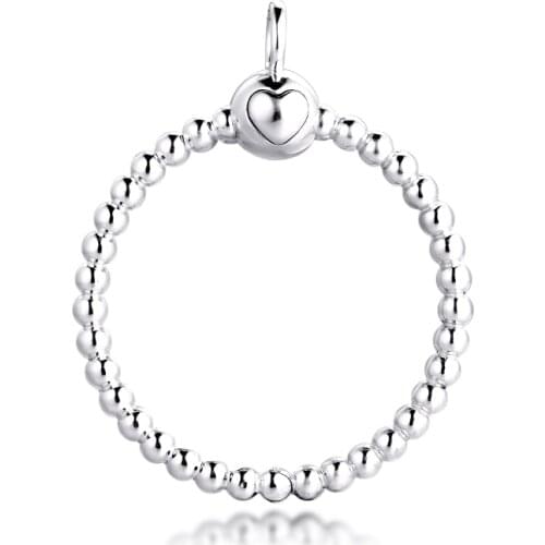 Genuine 925 Sterling Silver Moments Medium Beaded O Pendant for Women DIY Necklaces Jewelry WITHOUT CHAIN colgante wisiorek