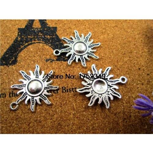 10PCS-Sun Charms Antique Tibetan siilver Tone Large with Beautiful Detail sun pendants/charms 28x25mm