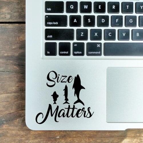 Size Matters Fish Humor Quote Laptop Sticker for Macbook Air Pro 16" Retina 11 12 13 15 inch Mac Book 14 Notebook Trackpad Decal