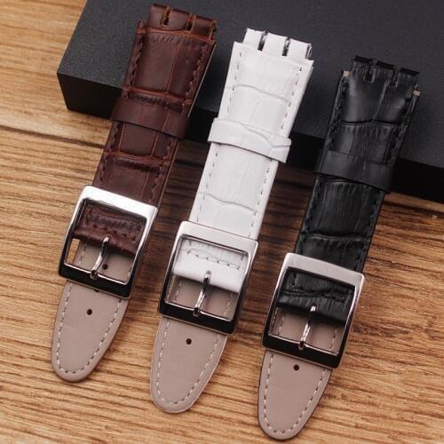 Watch accessories leather strap for Swatch concave interface YRS YCS YTS401 402403G Sport 19mm 17mm mens strap