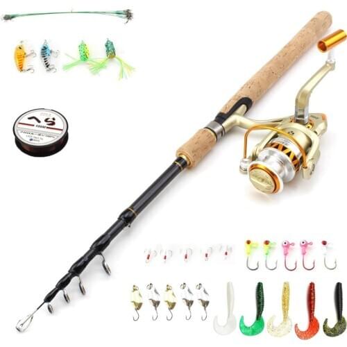 1.8m 2.1m 2.4m 2.7m fishing rod and Spinning Reel set wooden handle Trout lure rod fishing hook line Baits Fishing Tackle