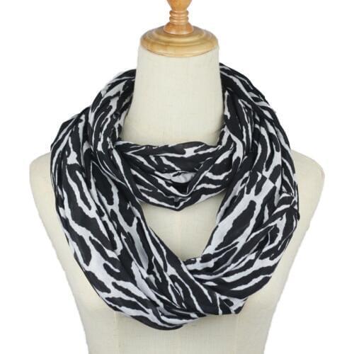 Hot Women black white zebra ring Scarf Female striped snood Ring O Scarves Infinity Shawl Soft Wraps
