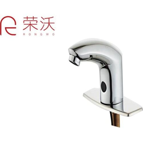 Greenspring Commercial Automatic Sensor Touchless Deck Mount Solid Brass Bathroom Sink Faucet With Hole Cover Plate Hands Free B