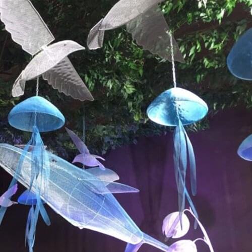 High Quality Wrought Iron Jellyfish Set Marine Series Wedding Props Hanging Ornament Mall Meichen Decoration Window Layout