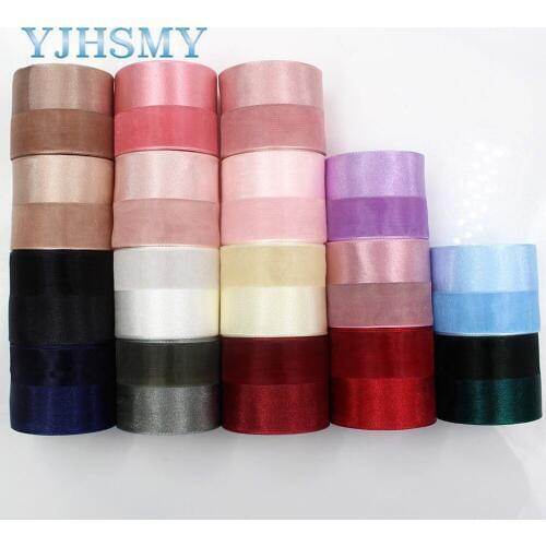 YJHSMY I-181109-214,10yards/lot,38mm solid Satin+yarn ribbon DIY handmade bow headdress gift wrap birthday wedding decoration