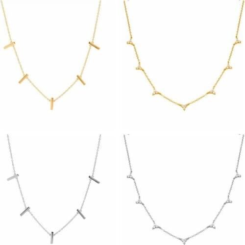 925 Silver Chain Simple Chain Necklace For Women Gold Silver Color collares Delicate Clavicle Chain Fashion Females Jewelry