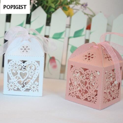 Gifts Candy Boxes Gifts box Wedding Party Supplies Love Heart Party Wedding Hollow Carriage Baby Shower Favors 50pcs