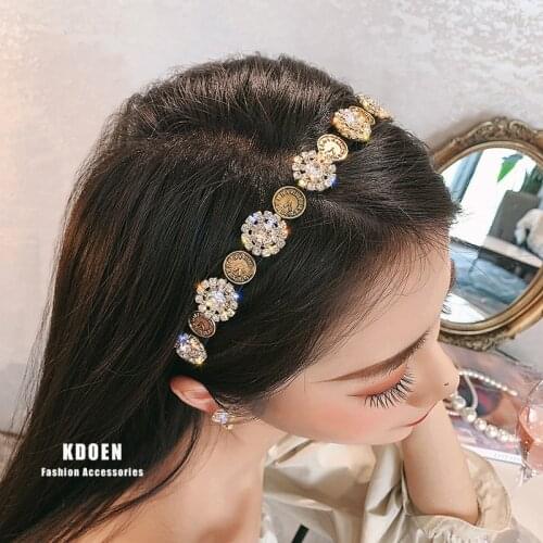 Retro court style celebrity temperament hair band sexy nightclub luxury zircon headband fashion party jewelry headdress