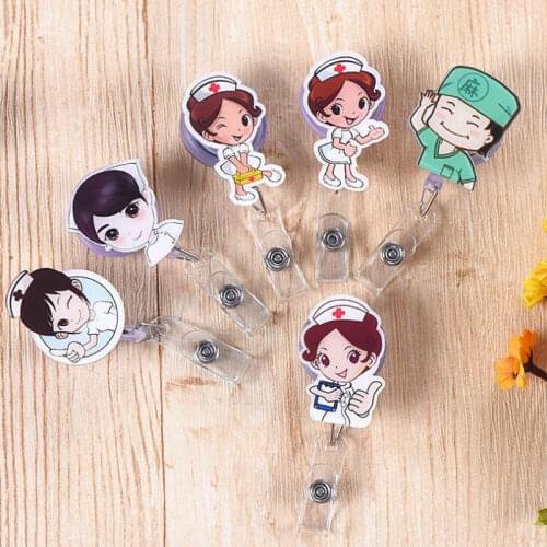 1pcs Cute Nurse Retractable Badge Reel Student Exhibition ID Name Card Badge Holder Accessories School Supplies