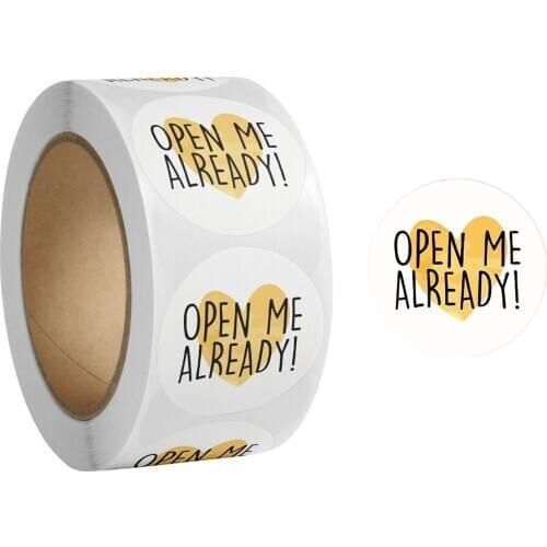 500Pcs/Roll Open Me Already Stickers Round Labels Thanks Your Order Package Decoration Envelope Sealing Stationery Sticker
