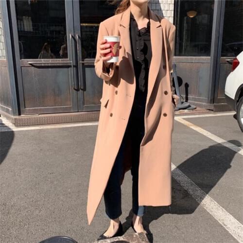 2021 Classical Sweet Loose Woolen Coats Chic Casual Warm Female Fresh Fashion Double-Breasted Women Winter Long Coat